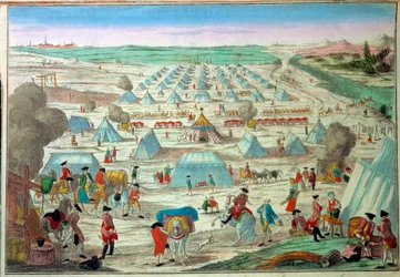 Vista de un campamento militar en Prusia