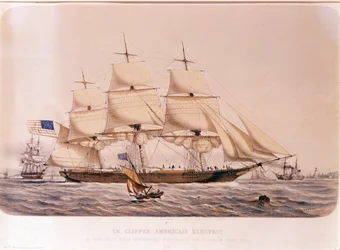 Vista del Clipper Americano Electric. Litografía de 1854