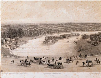 Vista del Bois de Boulogne en París. Litografía de 1850. Colección privada