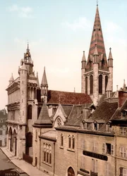 Vista de la Iglesia de Notre Dame en Dijon. Fotochrome c. 1890