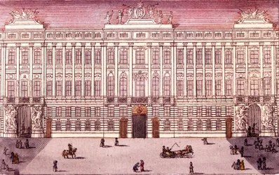 Vista de la Cancillería Imperial en Viena, Austria. Grabado de 1820.