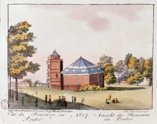 Vista del Parque Prater en Viena. Austria. Grabado de 1815 Colección privada