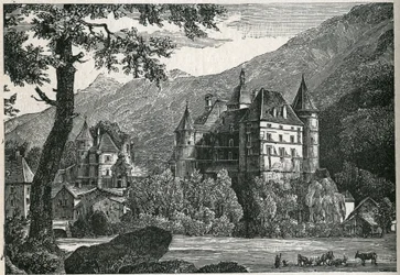 Vista del castillo de Vizille en Isere.