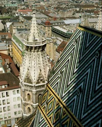Vista del techo de azulejos de la Catedral