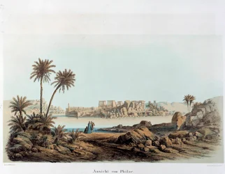 Vista de la isla de Filae en Egipto. Siglo XIX París, Colegio de Francia