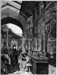 Vista del museo de arquitectura comparada, en el Palais du Trocadero en París en 1882. Grabado en “El Mundo Ilustre” n°1314 del 3 de junio