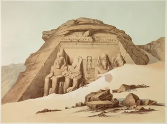 Vista del templo de Abu Simbel. Egipto. Ilustración del siglo XIX. París, Colegio de Francia