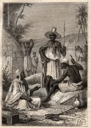 Viaje (1795) de Mungo Park (1771-1806) a Djoliba (Níger): indígenas de Senegal - ilustración tomada de “Los Grandes Navegantes del siglo XVIII”