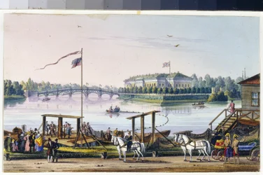 Vista del palacio en la isla de Kamenny en San Petersburgo (Álbum de Marie Taglioni