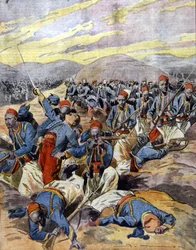 Guerra de 1914 a 1918: Jinetes africanos del ejército colonial francés en las dunas de Flandes. 1914.