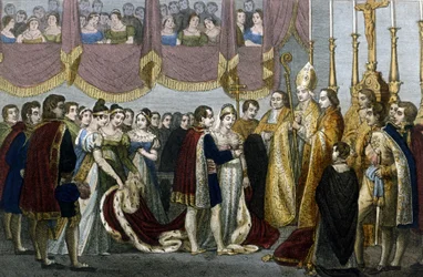 Ceremonia de boda entre Napoleón I y María Luisa de Habsburgo en la iglesia de los Agustinos en Viena, 2 de abril