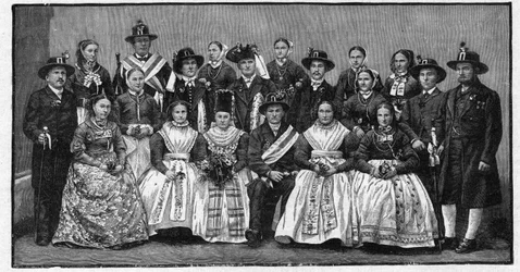 Fiesta de boda wéndica (Wends) - grabado de 1897 - Wendes (pueblo eslavo que vive en el este de Alemania)