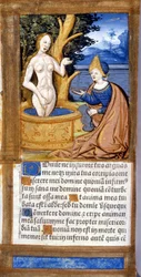 Mujer en su tocador. Página de un manuscrito del Pentateuco. Siglo XV. Biblioteca Braidense, Milán