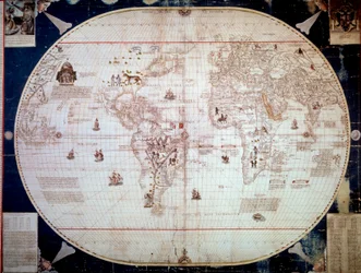 Mapa del mundo del navegante Sebastiano Caboto (Sebastián Cabot) (1476-1557) 1544
