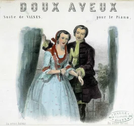 Joven cortejando a una joven, principios del siglo XIX