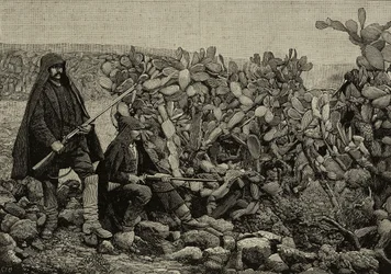 Jóvenes entre chumberas, insurrección de los Fasci Siciliani, Italia, fotografía de E X de L