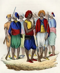 Zuavos, tiradores indígenas del ejército francés de África, entrenados en 1830. En “Storia d
