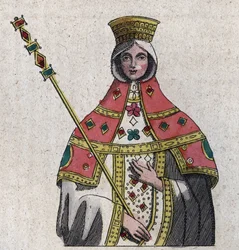 Retrato de Eudokia (o Eudocia) Ingerina (Eudocia Ingerina) (c. 840 - c. 882) esposa del emperador bizantino Basilio I - grabado de 