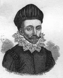 Retrato de François GAUCHER, conocido como Scevole de SAINT MARTHE. Escritor francés del siglo XVI. Grabado de 1835