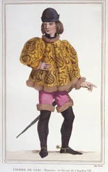 Retrato de Pierre de Giac, favorito de Carlos VII, Ministro y Superintendente de Finanzas. Grabado de 1830