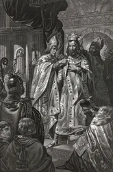 La coronación de Balduino I el día de Navidad de 1100
