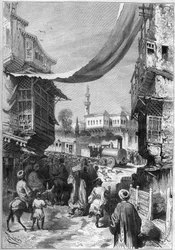 El primer tren ferroviario llegando a Constantinopla en 1872
