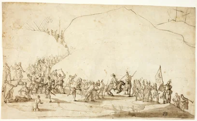 Calvario (anverso); Esbozo de la parte inferior de la pierna derecha (reverso)