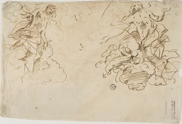 Dos figuras en las nubes