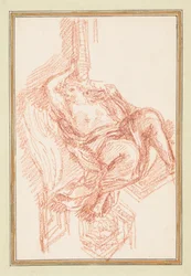 Dibujo, Detalle de techo con figura masculina alada, ca. 1759-70