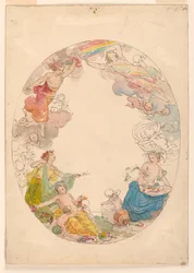 Dibujo, Pintura de techo, "Los elementos", ca. 1870