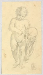 Dibujo, Niño llevando una calavera, siglos XVI-XIX