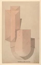 Dibujo, Diseño del concurso para La Fenice, Venecia: Plano del tejado, 1788
