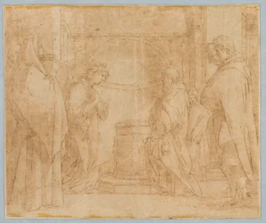 Dibujo, Copia tras la Anunciación del ángel a Zacarías, 1538-1600