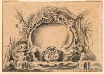 Dibujo, Copia de un escudo en una de las publicaciones de fetes, ca. 1740