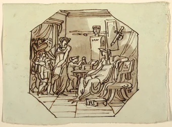 Dibujo, Cornelia, Madre de los Gracos, Palacio Cavina, Faenza, 1816