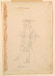 Dibujo, Diseño de vestuario: Un francés para un ballet, ca. 1790