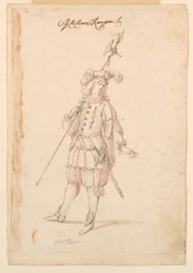 Dibujo, Diseño de vestuario: Un alemán para un ballet, ca. 1720