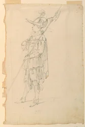 Dibujo, Diseño de vestuario: Un alabardero para un ballet, ca. 1720