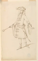 Dibujo, Diseño de vestuario: Un noble, rey o príncipe para un ballet, ca. 1720