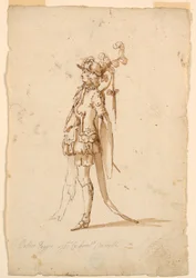 Dibujo, Diseño de vestuario: Una página para un ballet, ca. 1720