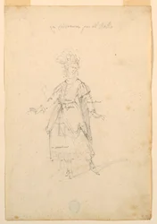 Dibujo, Vestuario: Una cantante para un ballet, ca. 1720