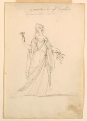Dibujo, Diseño de vestuario: Música para un ballet, ca. 1720