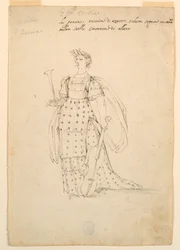 Dibujo, Diseño de vestuario: Poesía para un ballet, hacia 1720