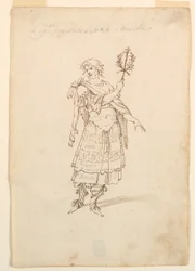 Dibujo, Vestuario: Valor y Música para un Ballet, ca. 1720
