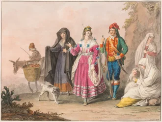 Dibujo, Trajes de Sicilia, 1828