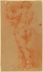 Dibujo, Estudio contraprueba de una mujer desnuda, principios del siglo XVII
