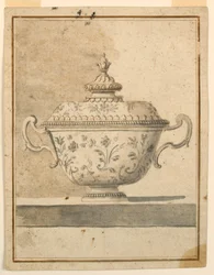 Dibujo, Plato de cerámica cubierto, 1750-90