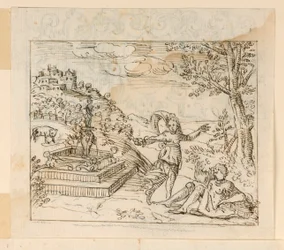 Dibujo, Muerte de Tisbe, 1600-1625