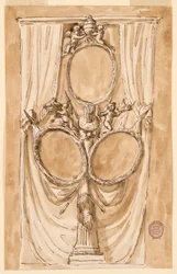 Dibujo, Decoración para retrato del Papa Pío VI y pareja real, ca. 1790