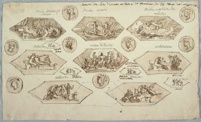 Dibujo, Decoración para el techo de un dormitorio en Villa Aldini, Montmorency, 1813